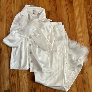 Lulus white satin two peace pajama set
